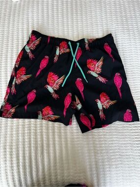 Black Parrot Print Shorts with Pink Accents-3/$12 Bundle & Save